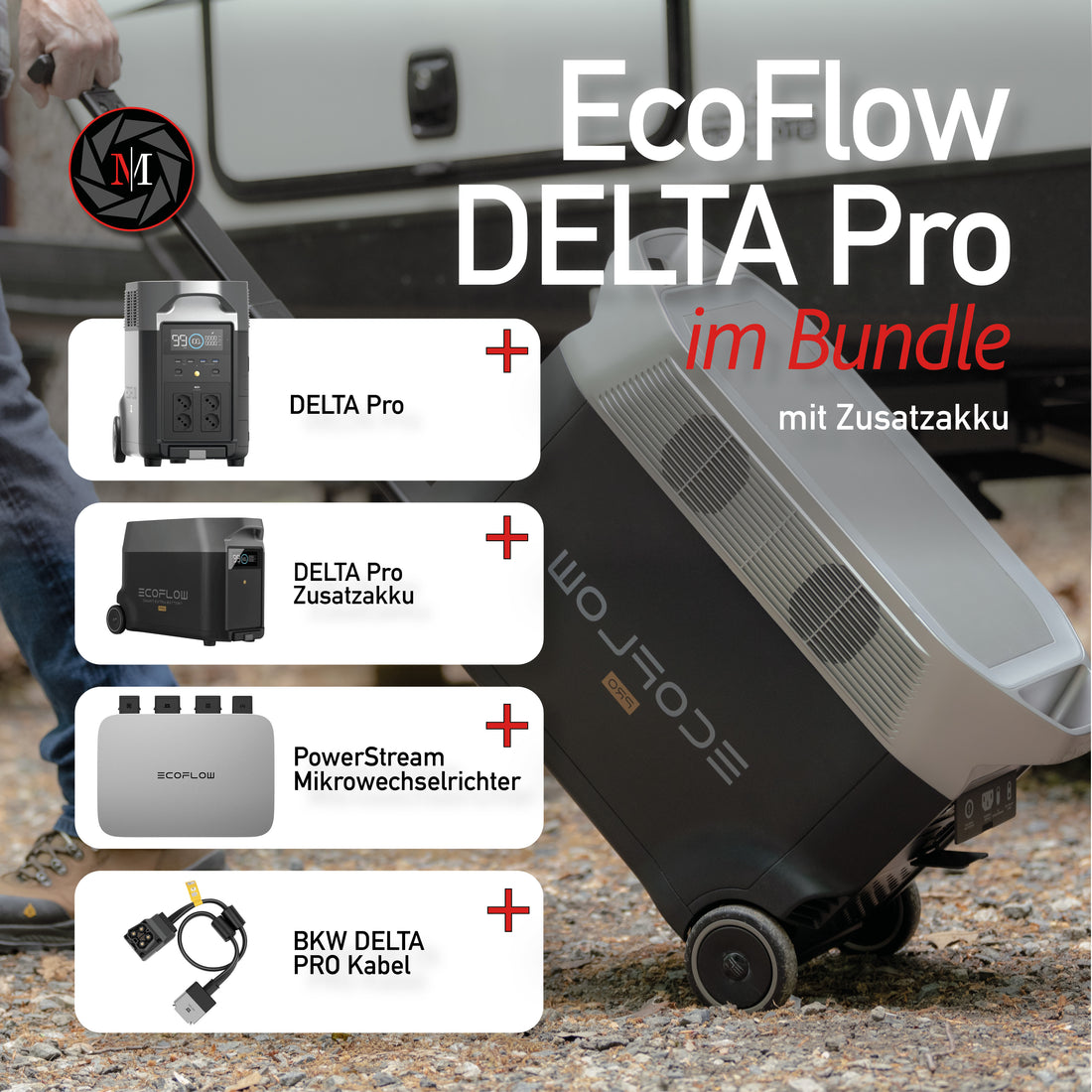 EcoFlow Delta Pro 7,2 kWh Bundle Set (Delta Pro + Zusatzakku Delta Pro + Powerstream + BKW-Delta Pro Kabel)