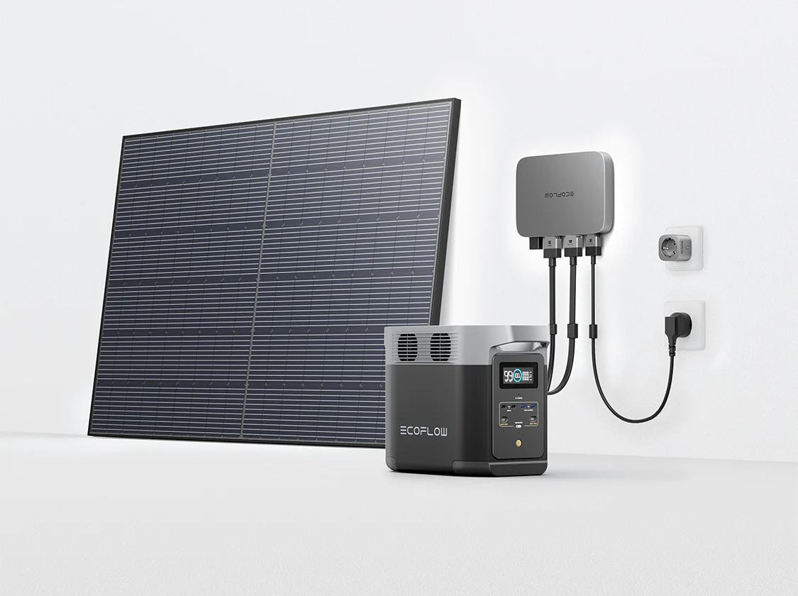 EcoFlow PowerStream Soft Bundle (Delta Max 2000 + 800W Microwechselrichter + 2 x 400W Starres Solarpanel)