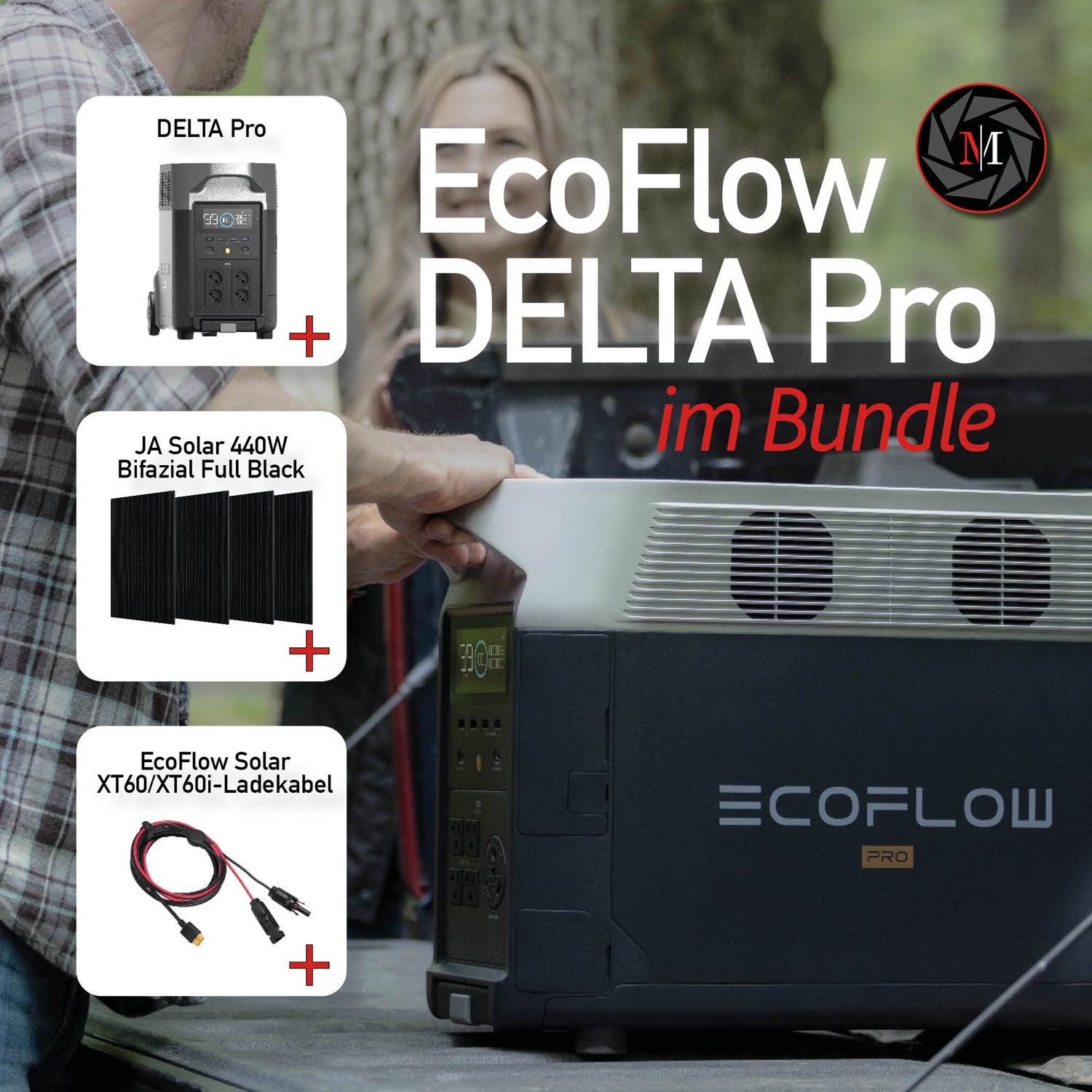 EcoFlow Delta Pro Solar Set (Delta Pro + 1-4x Solarpanel + XT60 Solarkabel)